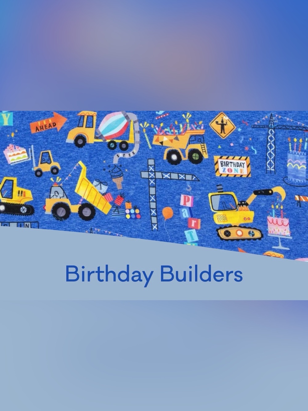 Little Sleepies Blue Birthday Builders Construction long zippy pajamas